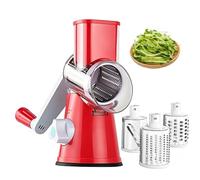Mandoline de Cuisine Manuelle,Coupe Legumes Multifonctions avec 3 Lames de Tambour Détachables,Rape Carottes Manuel Rapées Rapeuse Decoupe Pour Trancher Couper Râper Rape Legume (rouge)
