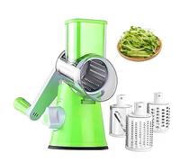 Mandoline de Cuisine Manuelle,Coupe Legumes Multifonctions avec 3 Lames de Tambour Détachables,Rape Carottes Manuel Rapées Rapeuse Decoupe Pour Trancher Couper Râper Rape Legume (vert)