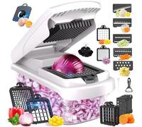 Mandoline de Cuisine Multifonction, Coupe-Légumes avec 9 Lames Interchangeables, Trancheur, Râpe, Séparateur d'Œufs et Éplucheur (Blanc)