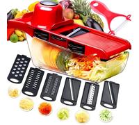 Mandoline de cuisine, râpe à légumes, broyeur alimentaire, hachoir, 6 lames de rechange en acier inoxydable, avec éplucheur