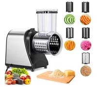 Mandoline électrique 250 W avec grande ouverture de remplissage, 5 tranches en acier inoxydable pour légumes et fromage