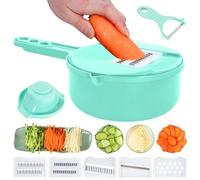 Mandoline et hachoir à légumes 7 en 1 - Trancheuse de nourriture, coupe-oignons, hachoir à oignons avec récipient pour une préparation rapide et facile des légumes