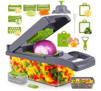 Mandoline multifonction 10 en 1 avec 10 lames interchangeables, râpe universelle pour pommes de terre, oignons, fruits et fromage, julienne et oignons (vert)