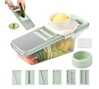 Mandoline trancheuse avec récipient - Outil de hachoir à légumes, ensemble de coupe-spiraliseur, râpe à 6 lames | Kit de préparation multifonctionnel pour coupe-légumes, mandoline, trancheur, spiral