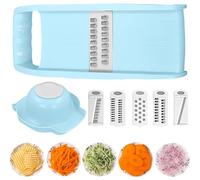 Mandolines Cuisine, Coupe Legume Multifonctions, Mandoline Multifonctions Professionnelle Cuisine avec 5 Lames Interchangeables et Protège-mains, Mandoline Japonaise pour Tranche/Julienne