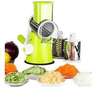 Mandolines Multifonctions à légumes Coupe-Légumes Manuel avec 3 Lames Cylindriques en Acier Ioxydable Râpe à Fromage Carotte (Vert)