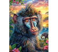 Mandrill dans Le Jardin Fleuri 500 Pieces Casse-tête Adulte en Carton Rigide sans Déformation Jeu De Société Famille Très Difficile Cadeau Noël Qualité Premium Pas Cher 500 PCS