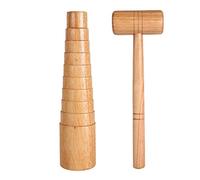 Mandrin en bois pour la fabrication de bijoux, bâton de mesure de la taille du bracelet, ensemble de 2 pièces avec marteau, conception étagée pour bracelets en métal non ferreux,