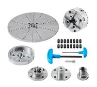 VEVOR Mandrin Tour à Bois φ 96 mm Mandrin de Tour à 4 Mâchoires KP965 Mandrin de Tournage à Bois avec 5 Mors et Clé en T Outil à Centrage Automatique pour Tours Usinage de Précision Meulage Fraisage