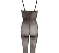 Mandy Mystery Deluxe Catsuit Ouvert avec Motif de Trous sur Côtés Noir Taille L/XL