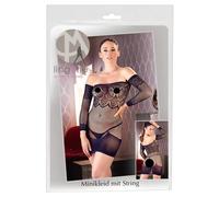 Mandy Mystery - Robe résille noire avec strass & string (S-L)