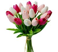Mandy's Lot de 20 tulipes artificielles en soie de différentes nuances de rose - 34,3 cm - Pour le Nouvel An, le printemps, la fête des mères, Pâques, la maison, la cuisine, les mariages