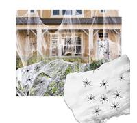 MaNeaz 100g & 20 Fausses Araignées toile d'araignée halloween decoration Halloween Toile d'Araignée pour Décor de Maison Hantée Fête d'halloween