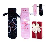 MaNeaz 2 paires 42-46 Chaussettes Drôles avec Mains Magnétiques Unisex Chaussettes avec bras magnétiques pour Saint-Valentin femmes, hommes, amis, famille, partenaires, couple
