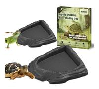 MaNeaz 2 Pièces Abreuvoir Tortue Terrestre Accessoire Terrestre Empreinte Reptiles Bol Alimentair Reptiles Bol Alimentation Pour Petits Reptiles Serpents Tortue Lézards（K）