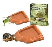 MaNeaz 2 Pièces Abreuvoir Tortue Terrestre Accessoire Terrestre Empreinte Reptiles Bol Alimentair Reptiles Bol Alimentation Pour Petits Reptiles Serpents Tortue Lézards（I）