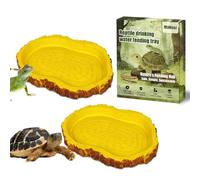 MaNeaz 2 Pièces Abreuvoir Tortue Terrestre Accessoire Terrestre Empreinte Reptiles Bol Alimentair Reptiles Bol Alimentation Pour Petits Reptiles Serpents Tortue Lézards（H）