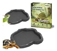 MaNeaz 2 Pièces Abreuvoir Tortue Terrestre Accessoire Tortue Terrestre Empreinte Reptiles Bol Alimentair Reptiles Bol Alimentation Pour Petits Reptiles Serpents Tortue Lézards（gris）