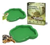 MaNeaz 2 Pièces Abreuvoir Tortue Terrestre Accessoire Tortue Terrestre Empreinte Reptiles Bol Alimentair Reptiles Bol Alimentation Pour Petits Reptiles Serpents Tortue Lézards（Vert）