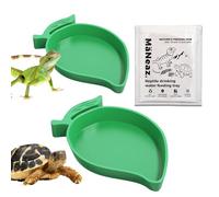 MaNeaz 2 Pièces Forme de la feuille Abreuvoir Tortue Terrestre Accessoire Terrestre Empreinte Reptiles Bol Alimentair Reptiles Bol Alimentation Pour Petits Reptiles Serpents Tortue Lézards（Vert）