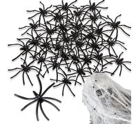 MaNeaz 60 PCS araignée plastique araignée halloween Halloween Araignées Noir Plastique Réalistes Bogues Faux Araignées Cafards Halloween Drôle Blague Prank Party