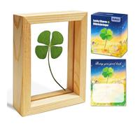 MaNeaz 8 * 6 * 2.1cm trefle a 4 feuilles decoration maison Porte-Bonheur Cadre Bois avec carte de bonne chance petit cadeau pour bonheur de maman cadeau de remerciement examen porte-bonheur