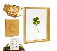 MaNeaz Trèfle à 4 feuilles Décoration Maison Porte-Bonheur Cadre Bois 15x11 cm Multicolore avec Carte de Bonne Chance Petit Cadeau pour Maman, Remerciement, Examen