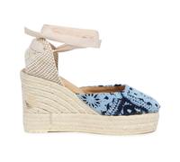 Manebí - Sandale compensée en crochet bleu indigo - Femme - Chaussures - Bleu - Taille: 40 EU