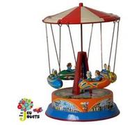 Manège en tôle Jouet mécanique Réédition Wagner Mécanisme à poussoire. G