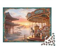 Manège Lever du Soleil Architecture Orientale Puzzle 1000 Pièces pour Adultes Puzzle en Famille Papier Loisirs Détente Décor Maison Cadeau 38x26cm/1000pcs