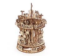 Manège ? Maquette en bois à construire, puzzle 3D mécanique à mouvement rotatif brown TU