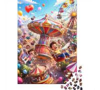 Manège Parc Attraction Puzzle, 1000 Pièces pour Adultes Haute Qualité | 38x26cm Amateurs De Puzzles, Cadeau D'anniversaire, Carton, Apaisement De L'humeur, Ajustement Serré