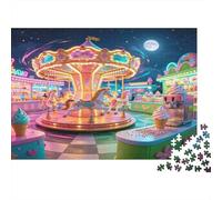 Manège Parc d Attractions Puzzle 1000 Pièces Papier pour Adultes Scène Nocturne féerique Jeu de Puzzle 1000 Pièces Détente Cadeau 70x50cm/1000pcs