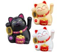 Maneki Neko À Énergie Solaire, Figurine Décorative Mignonne avec Bras Agitant pour Voiture, Décoration Intérieure Féline Ondulante pour Richesse Et Chance