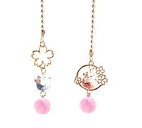 Maneki Neko - Breloque miroir de voiture - Pendentif à suspendre - Décoration intérieure - Vue arrière - Breloque en forme de chat - Figurine en porcelaine - Carillon à vent - Décoration de voiture