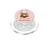 Maneki Neko Café Barista Chat Porte-Bonheur Japonais PopSockets PopGrip pour MagSafe