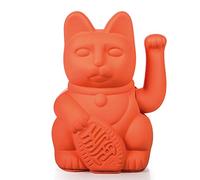 Maneki neko Chat porte-bonheur à bras mobile, Plastique, rose fluorescent, ca. 15 x 10,5 cm