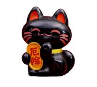 Maneki Neko Figurine de Chat - Collectionneur Noir - Charme de prospérité - Statue de Chat décorative pour la Maison, Le Bureau, Le Restaurant, la décoration Asiatique