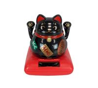 Maneki Neko Noir à Énergie Solaire Chat Porte-Bonheur Japonais 9cm