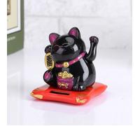 Maneki-neko solaire mignonne ondulant Décoration de chat pour maison-bureau-voiture(noir)---RAC
