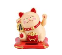 Maneki Neko Solar Powered, décor de chat d'argent chanceux, belles statues pour voiture/maison/bureau(Citronier)