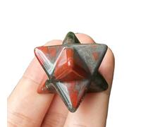 Manekieko Natürlicher Afrikanischer Blutstein Merkaba Kristallschutz Heilige Meditationsenergie Heilendes Chakra, 1 Zoll Sechseckige Sternkristalle Und Heilstein