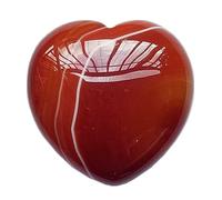 Manekieko Natürlicher Roter Achat Palm Worry Carved Heart Love Stone, 40mm Kristalle und Heilsteine