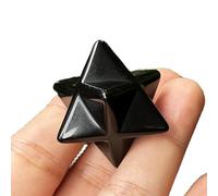 Manekieko Natürlicher Schwarzer Obsidian Merkaba Kristallschutz Heilige Meditationsenergie Heilendes Chakra, 1 Zoll Sechseckige Sternkristalle Und Heilstein