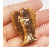 Manekieko Natural Tiger Eye Healing Crystal Prayer Guardian Angel Statue,38Mm Sac Sculpté Palmstone Figure Décoration