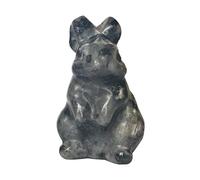 Manekieko Naturel Noir Labrador Sculpté À La Main Lapin Statue,1,5 Pouces Cristal Et Pierre De Guérison Animal Statue Gemme