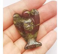 Manekieko Statue d'ange Gardien De La Prière De Cristal De Guérison De Pierre De Sang De Dragon Naturel,38Mm Sac Sculpté Décoration De Figure De Pierre De Palmier