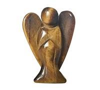 Manekieko Statue d'ange Gardien des Yeux De Tigre Naturel,50Mm Pierre Sculptée À La Main Healing Crystal Bag Figurine Decor