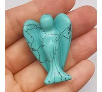 Manekieko Vert Howlith Turquoise Cristal De Guérison Prière Ange Gardien Statue,38Mm Sac Sculpté Palmstone Figure Décoration