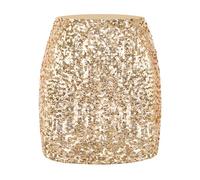 MANER Mini Jupe à Paillettes Extensible pour Femme, Champagne, S